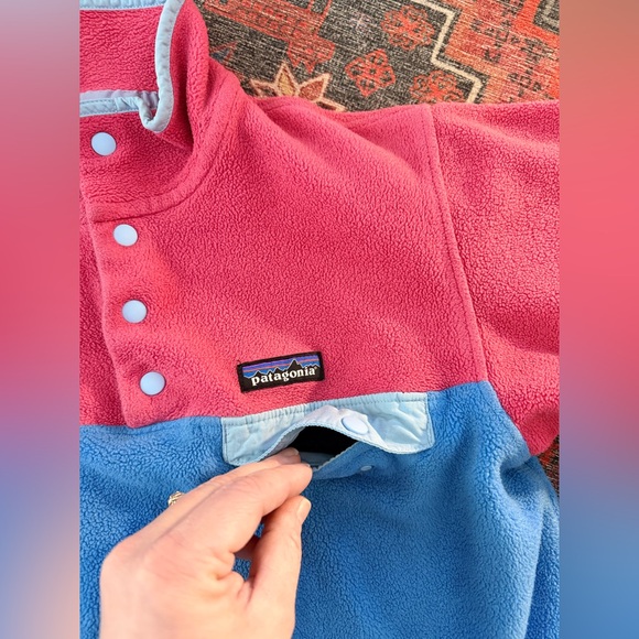 Raspberry and Blue Patagonia Synchilla Fleece Pullover Sweater - Picture 6 of 8